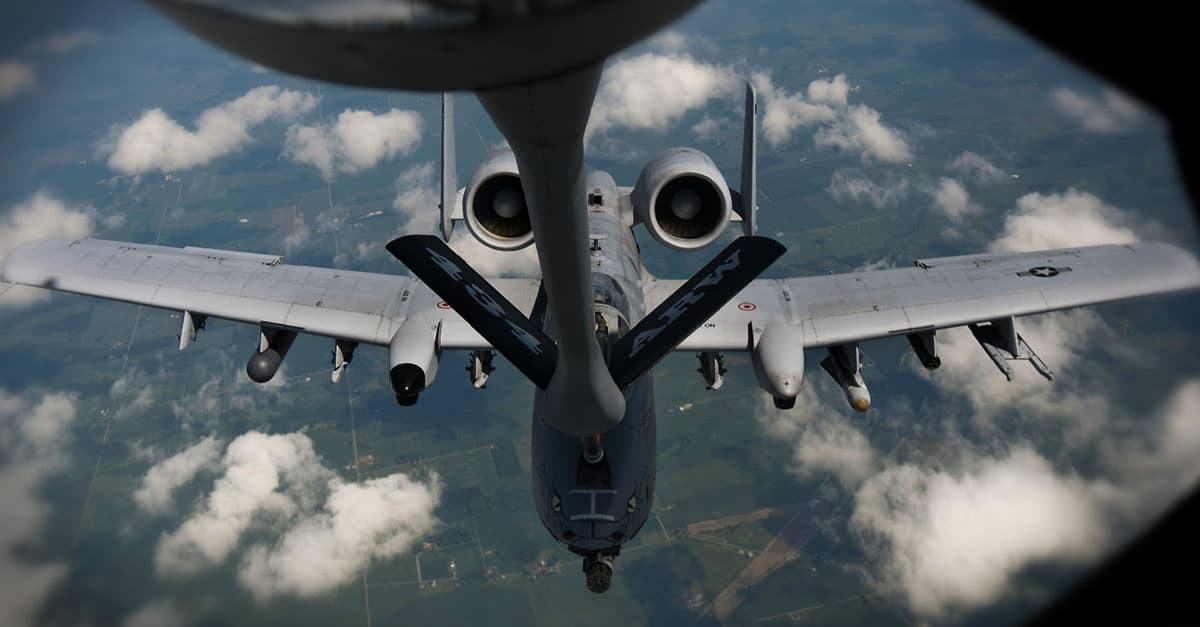 A-10_An A-10 refuels from a KC-135R-Tech. Sgt. Mark R. W. Orders